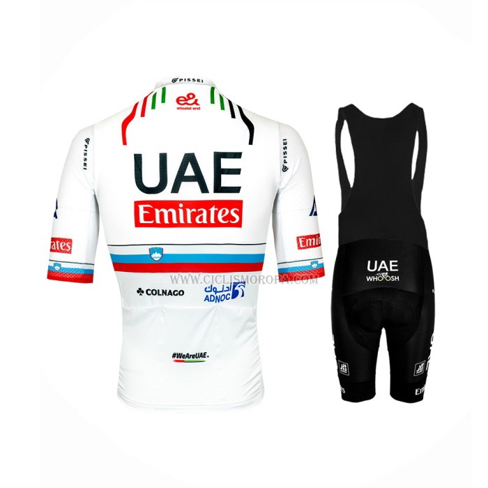 2024 Ropa Ciclismo UAE Slovenia Campeon Blanco Mangas Cortas y Culotte Corto